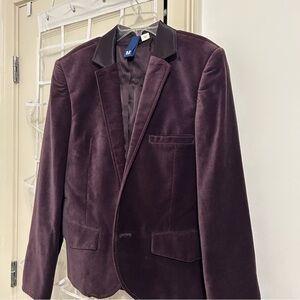 Men's Velvet Blazer - Deep Purple